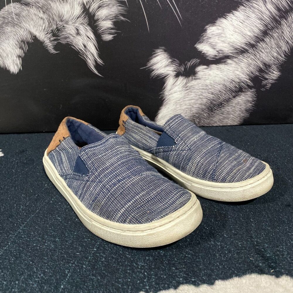 TOMS Luca 10011484 Casual Sneaker Kids 1 Blue Canvas Slip-On Comfort Trainers